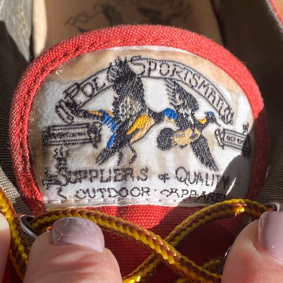 Vintage Polo Sportsman Red Canvas Lug Sole Bottom Quality Outdoor Shoes size 8.5 - Picture 15 of 15